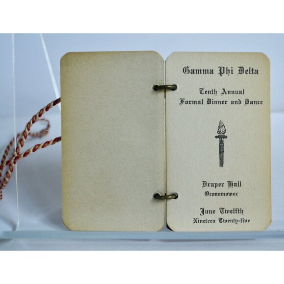 Antique 1925 Gamma Phi Delta Dance Card 10th Annual Draper Hall Oconomowoc Wisco - Picture 4 of 10